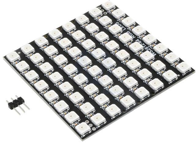 ESP/D1 mini - LED-mátrix shield (8x8 RGB LED, WS2812)