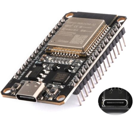ESP32 NodeMCU fejlesztőlap USB Type-C porttal és CP2102 chippel, 30 GPIO csatlakozással. Alkalmas smart home, automatizálási és vezeték nélküli szenzorprojektekhez.