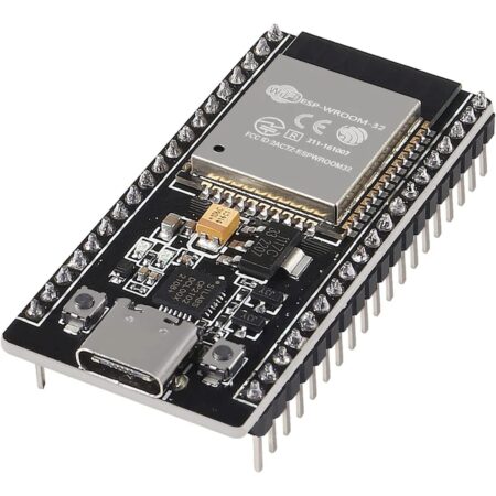 NodeMCU ESP32 fejlesztőpanel 38 pines kivitelben, ESP32-WROOM-32D modullal és USB-C csatlakozóval. Ideális IoT, Arduino és vezeték nélküli mikrokontrolleres projektekhez.
