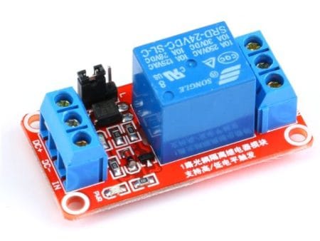 Relé-modul - 1-csatorna, optocsatolt (polaritás állítható; 24V)