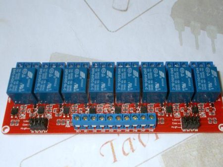 Relé-modul - 8-csatorna, optocsatolt (polarítás állítható; 5V)