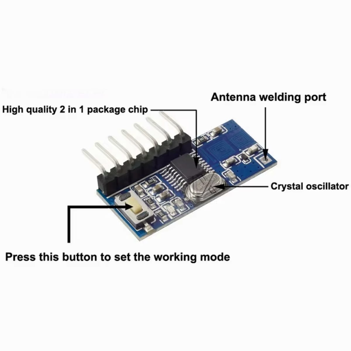 RX480E-SMD vezeték nélküli 433 MHz-es vevőmodul 4 csatornás tanítható távirányító rendszerekhez és Arduino automatizáláshoz.