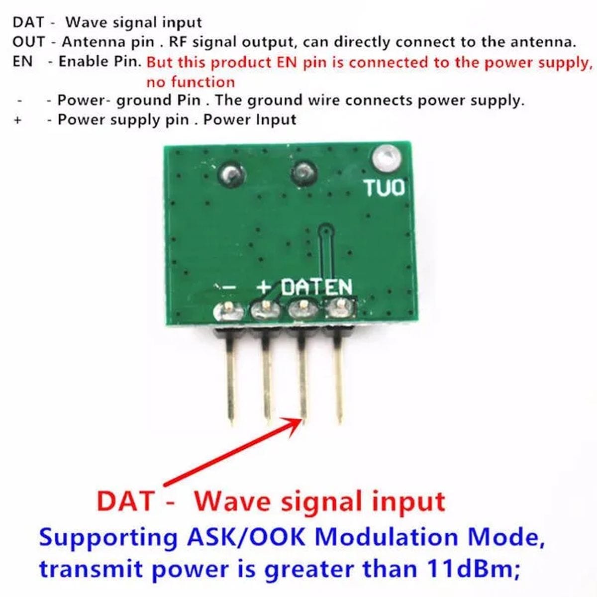 433 MHz-es Qiachip WL102 és RX470 RF modulpár méretjelölésekkel, tüskesorokkal és SMD alkatrészekkel, fehér háttéren, mikrokontrolleres vezeték nélküli adatátvitelhez, rendezett méretösszehasonlító bemutatásban, Arduino alapú kísérletekhez.
