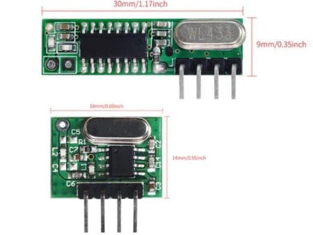 433 MHz transmitter adó/vevő modulpár (Qiachip WL102, RX470)