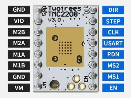 TMC2208 stepper vezérlő modul (hűtőbordával) [1.4A@5..36V] - Image 6