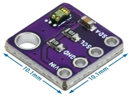 Egy VEML6040 típusú I2C alapú RGBW digitális színérzékelő modul, LED fényforrás nélkül, Arduino és mikrokontrolleres projektekhez, precíz színméréshez.