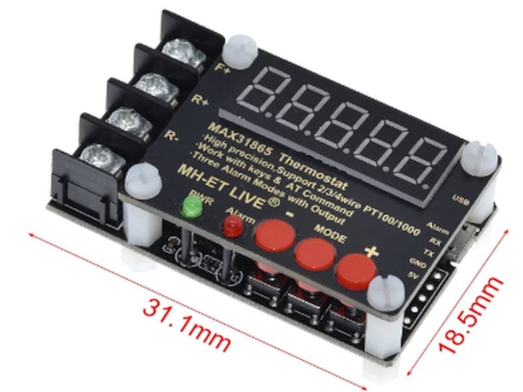 Egy ipari kivitelű PT100 érzékelő és MAX31865 alapú, galvanikusan leválasztott, precíziós termosztátmodul mikrokontrolleres hőméréshez