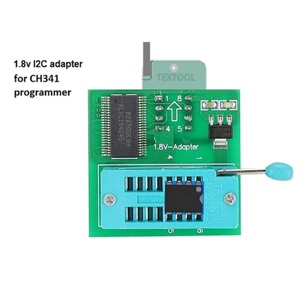 CH341A memória-programozó FullPack összeállítás USB modullal, 1,8 voltos illesztővel, SOP8 foglalattal, két adapterpanellel és SOIC tesztcsipesszel EEPROM vagy BIOS javításhoz asztali elektronikai műhelyben végzett munkához.