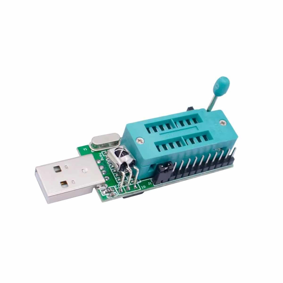 CH341A USB flash programozó készlet adapterlemezekkel és ZIF foglalattal, BIOS és firmware memóriákhoz.