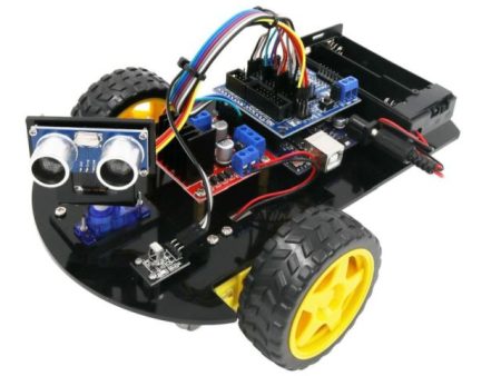 Kétkerekű, Arduino-kompatibilis LAFVIN Smart Robot Car építőkészlet ultrahangos és vonalkövető szenzorokkal.