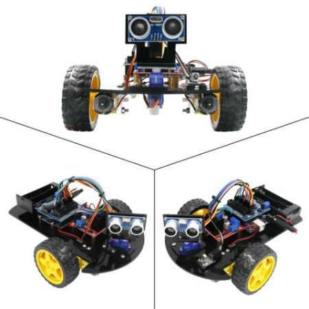 Kétkerekű, Arduino-kompatibilis LAFVIN Smart Robot Car építőkészlet ultrahangos és vonalkövető szenzorokkal.
