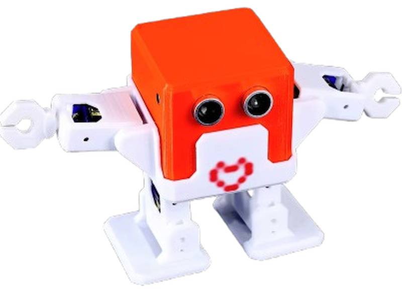 Egy Arduino‑alapú Otto DIY kétlábú robot, amely beépített hangérzékelő és mikrofon modul segítségével képes reagálni hanghatásokra és szóban adott utasításokra, miközben sétál és táncol.