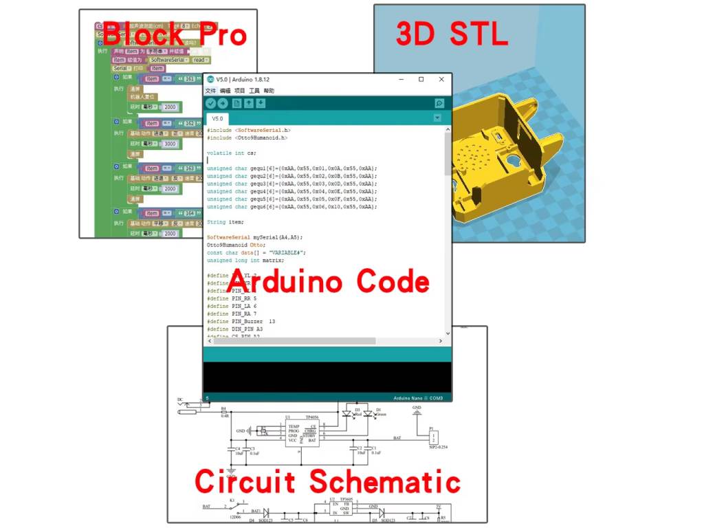 Egy Arduino‑alapú Otto DIY kétlábú robot, amely beépített hangérzékelő és mikrofon modul segítségével képes reagálni hanghatásokra és szóban adott utasításokra, miközben sétál és táncol.