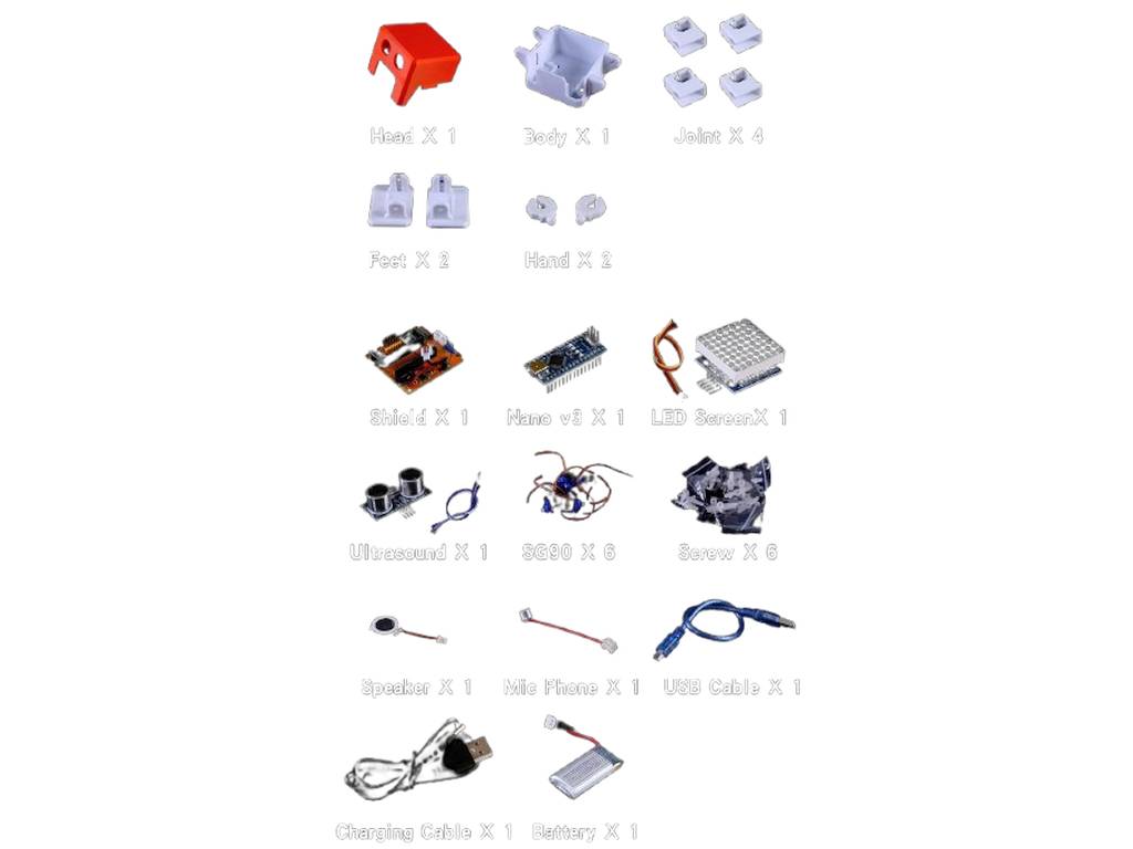 Egy Arduino‑alapú Otto DIY kétlábú robot, amely beépített hangérzékelő és mikrofon modul segítségével képes reagálni hanghatásokra és szóban adott utasításokra, miközben sétál és táncol.