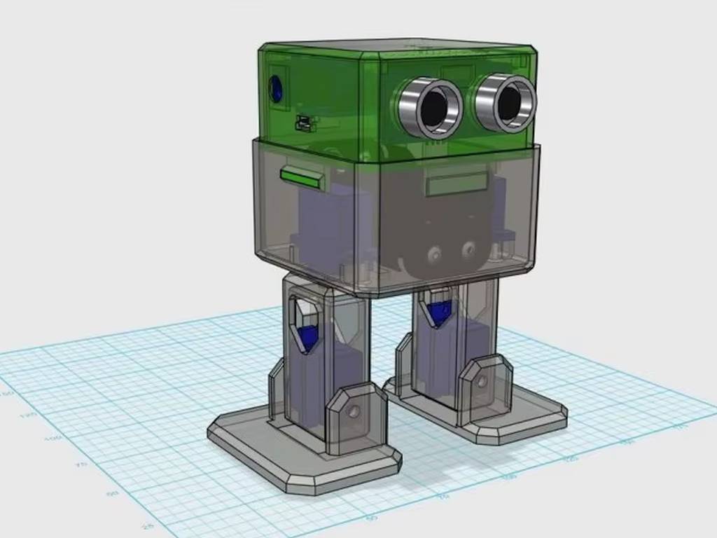 Egy Otto típusú, 3D nyomtatott humanoid oktatórobot szervomotoros lábakkal, Arduino-kompatibilis mikrokontrollerrel és érzékelőkkel szerelve — ideális kezdő robotikai projektekhez.