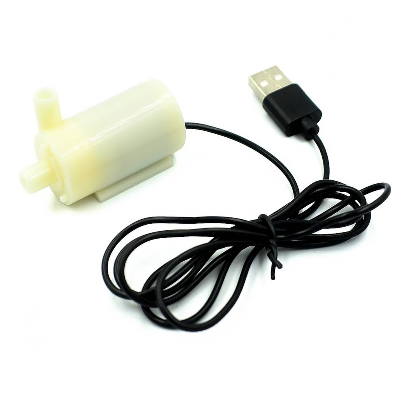 Kis méretű USB búvárszivattyú keringtető vízpumpa, DC 3–5 V‑os működéssel és csőadapterrel.