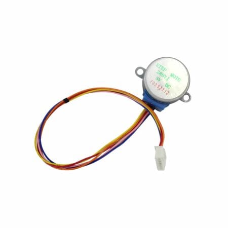 5V-os 28BYJ-48 mini léptetőmotor tengellyel és csatlakozókábellel, precíz mikrokontrolleres motorvezérléshez. Arduino kompatibilis robotikai motor kis méretben.