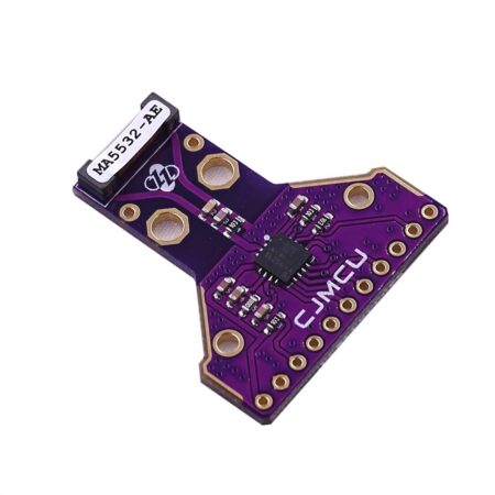 Lila AS3935 villámlásdetektor panel hátlapja CJMCU-3935 felirattal, aranyozott furatokkal és VCC, GND, SCL, MOSI jelölésekkel Arduino bekötéshez.