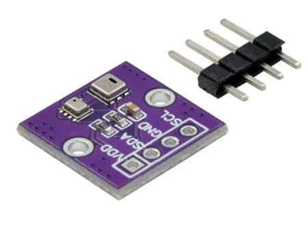 AHT20 és BMP280 kombinált szenzormodul, amely digitálisan méri a hőmérsékletet, páratartalmat és légnyomást Arduino és Raspberry Pi projektekhez. Kompakt AHT20 BMP280 modul négytűs csatlakozóval, IoT és környezetfigyelő alkalmazásokhoz fejlesztőknek. AHT20 BMP280 hőmérséklet, páratartalom és barometrikus nyomás érzékelőmodul zöld NYÁK lapon. Arduino kompatibilis AHT20 BMP280 kombinált környezeti szenzor légnyomás, hőmérséklet és páratartalom mérésére. Kis méretű, nagy pontosságú AHT20 BMP280 digitális érzékelő időjárásállomás és okosotthon rendszerekhez.