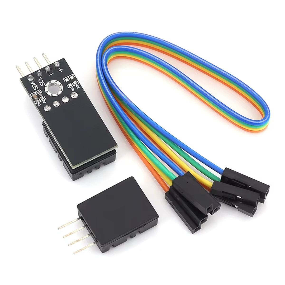 Kompakt DHT20 digitális szenzor modul I2C méréshez, Arduino és mikrokontrolleres rendszerek hőmérséklet- és páratartalom-figyelésére.