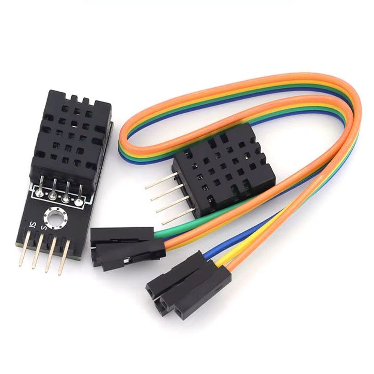 Kisméretű DHT20 I2C szenzormodul nyomtatott áramköri lapon, Arduino projekt kezdőknek hőmérséklet és páratartalom méréséhez.