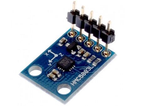 A GY‑273 modul háromtengelyes mágneses térerő-érzékelője, valódi HMC5883L chippel – Arduino és ESP kompatibilis I²C kimenettel