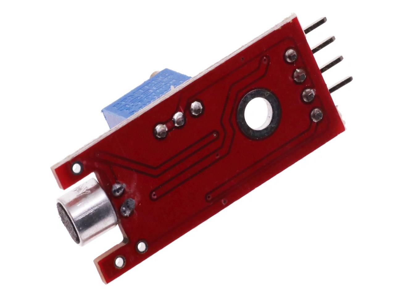 A KY‑038 egy kis méretű PCB‑modul, amelyen elektret kondenzátoros mikrofon és elektronika található — a modul képes hangot érzékelni és analóg vagy digitális jelet kiadni. Ideális mikrokontrolleres projektekhez, mint zajriasztó vagy egyszerű hangdetektor.”