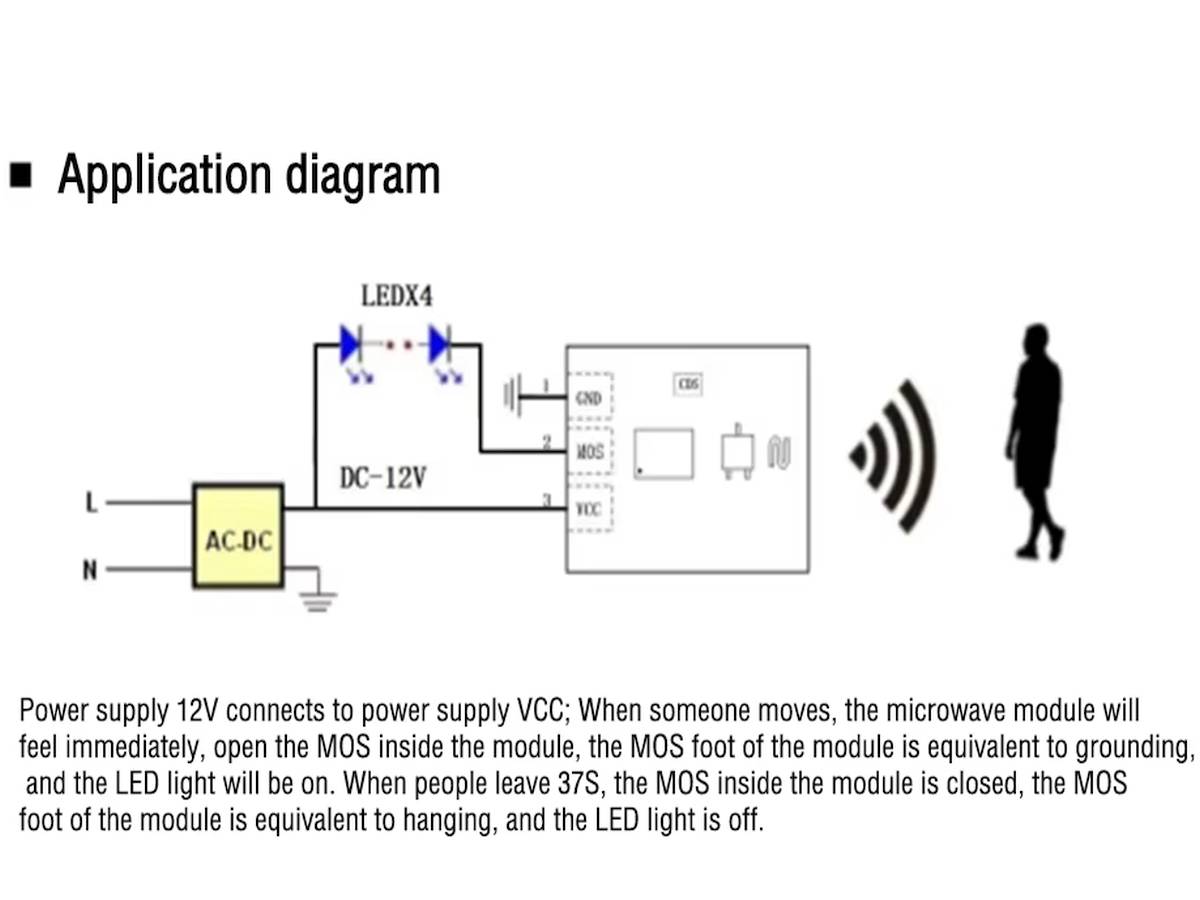 Egy RCWL-0513 mikrohullámú radaros mozgásérzékelő modul fehér nyomtatott áramköri lapon, emberi jelenlét érzékelésére. SEO: mikrohullámú mozgásérzékelő, RCWL-0513, Arduino kompatibilis szenzor.