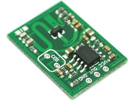 Egy RCWL-0515 mikrohullámú radaros mozgásérzékelő modul, amely Arduino és egyéb mikrokontrollerekhez használható precíz jelenlét- és mozgásdetektáláshoz.