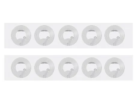 Átlátszó hordozós NFC RFID matrica NTAG215 chippel 13.56 MHz frekvencián, 504 byte adattárolással és öntapadós kivitelben.