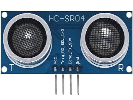 Egy RCWL-9610 alapú ultrahangos távolságmérő modul HC-SR04P szenzorral, több interfésszel (TRIG/ECHO, UART, I2C, 1-Wire), Arduino mikrokontrollerhez fejlesztve.