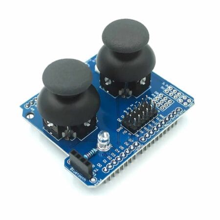 Robotkar vezérlésére alkalmas kézi joystick shield Arduino platformhoz.