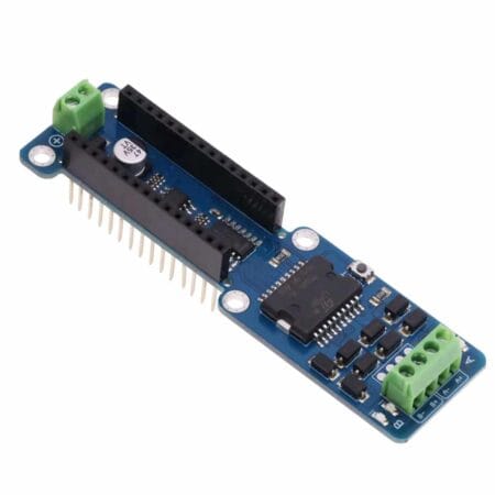 L298N alapú Arduino Nano motor shield, amely DC motorok vezérlésére szolgál robotikai és oktatási célokra.