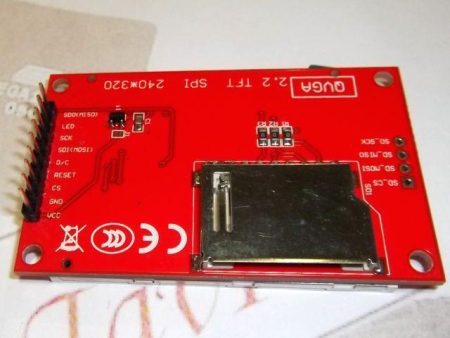 2.2 hüvelykes, 240×320 felbontású TFT LCD modul SD kártyafoglalattal és ILI9341 vezérlővel, 3,3 V-os logikai feszültséghez